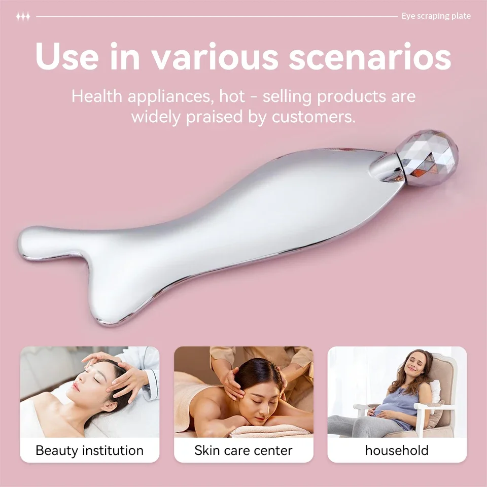 Fish Guasha board face lift lymphatic drainage stainless Steel Guasha neck 3D roller beauty massage tool