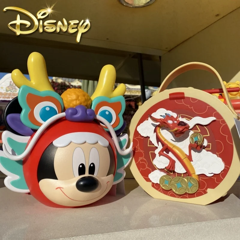 

2024 Hot Original Disney New Year Dragon Mickey Model Toys Three-Dimensional Plastic Popcorn Bucket Crossbody Bag Gifts Creative