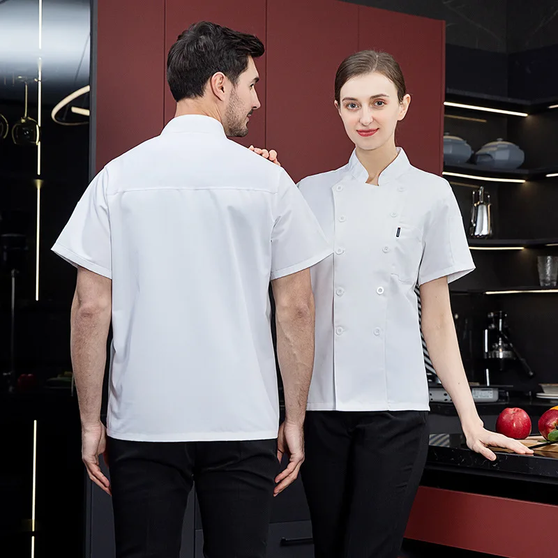 Chef-Kok Uniform Werk Uniform Heren Aangepaste Naam Print Logo Shirt Jasje Brood Restaurant Cake Winkel Keuken Werkkleding