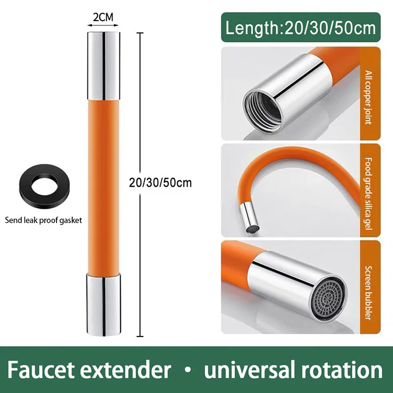 Faucet Extension Extender For Bathroom 360° Flexible Water Tap Extender Splash proof Faucet Head Extender Foaming Extension Tube