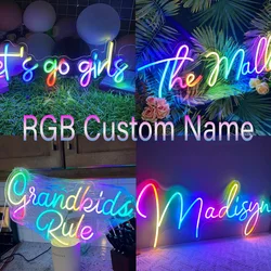 RGB Custom Kid Name Neon Sign Personalized Dimmable for Wall Decor for Bedroom Wedding Party Bar Business Birthday Gifts