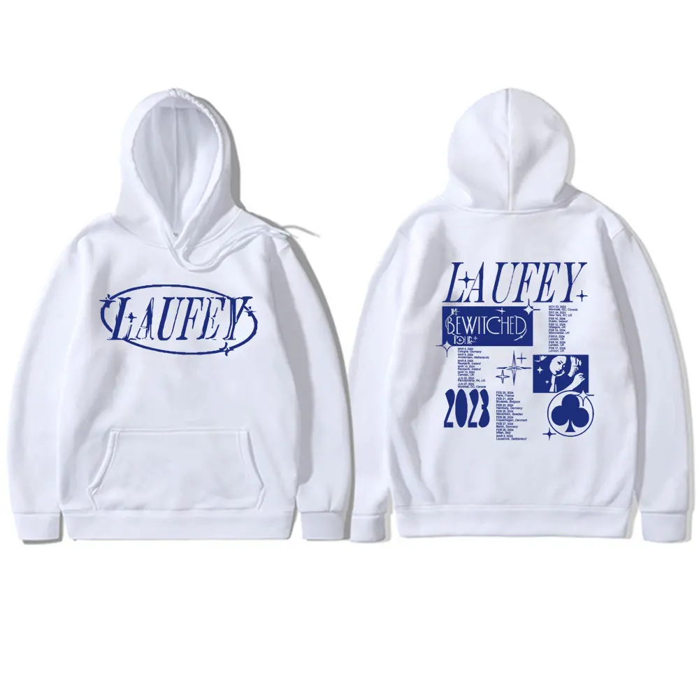 Laufey The Bewitched Tour Hoodie Pria Wanita, Sweatshirt Hip Hop kasual ukuran besar Unisex modis hadiah penggemar