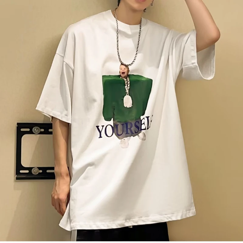 

E-BAIHUI Harajuku Graphic T Shirts Male Hip-hop Oversized T Shirt for Man Spring and Summer American Retro Men Clothing Tops