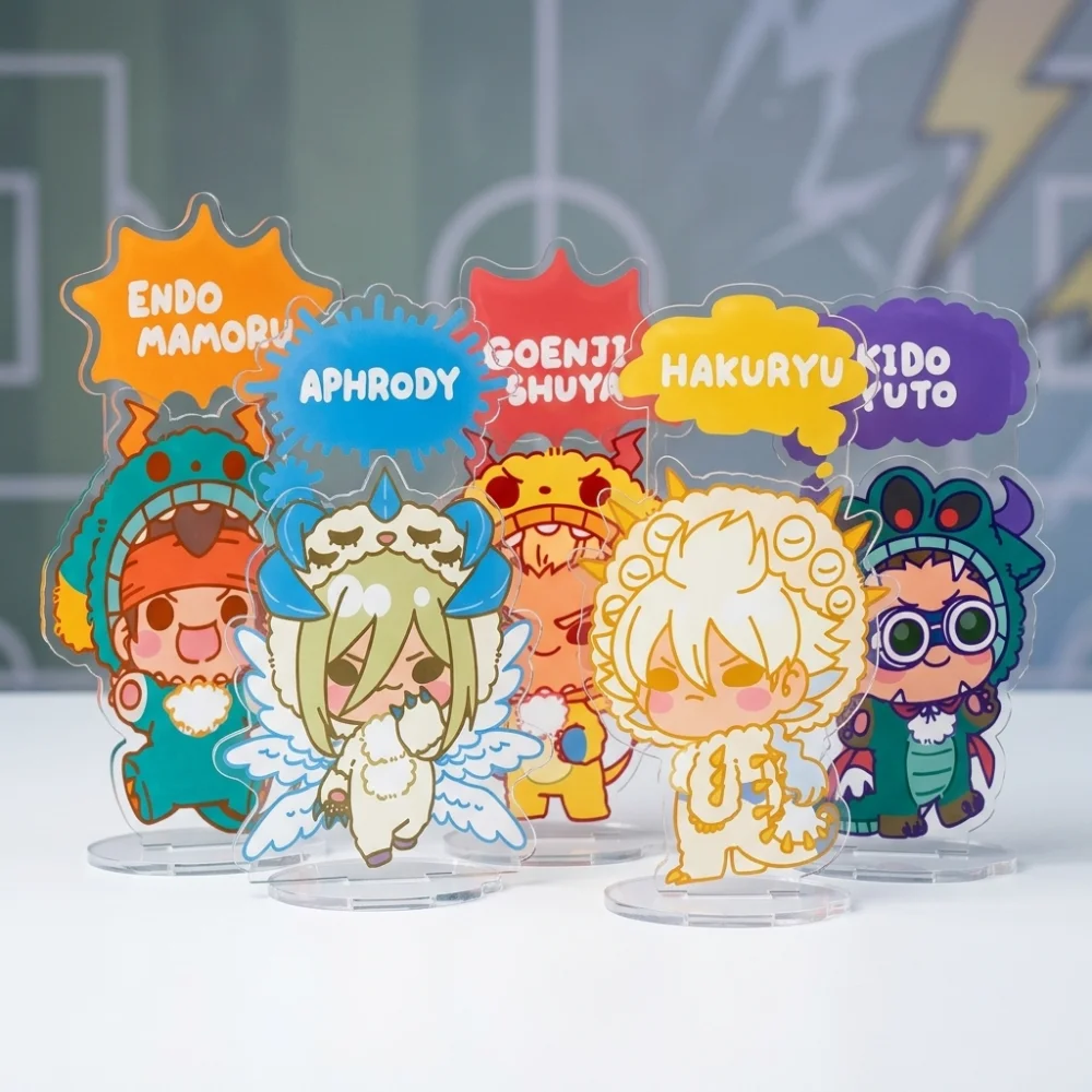 Acrylic Inazuma Eleven 10CM 2-Slot Stand Keychain Endou Gouenji Fubuki Chibi Monster Hoodie Desk Decor Collectible Gift for Fans