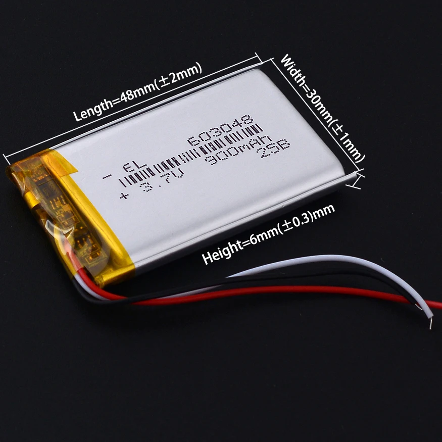 3Wires 3.7V  303048 PLIB polymer lithium ion / Li-ion battery 403048 503048 603048 703048 803048 903048 103048 123048