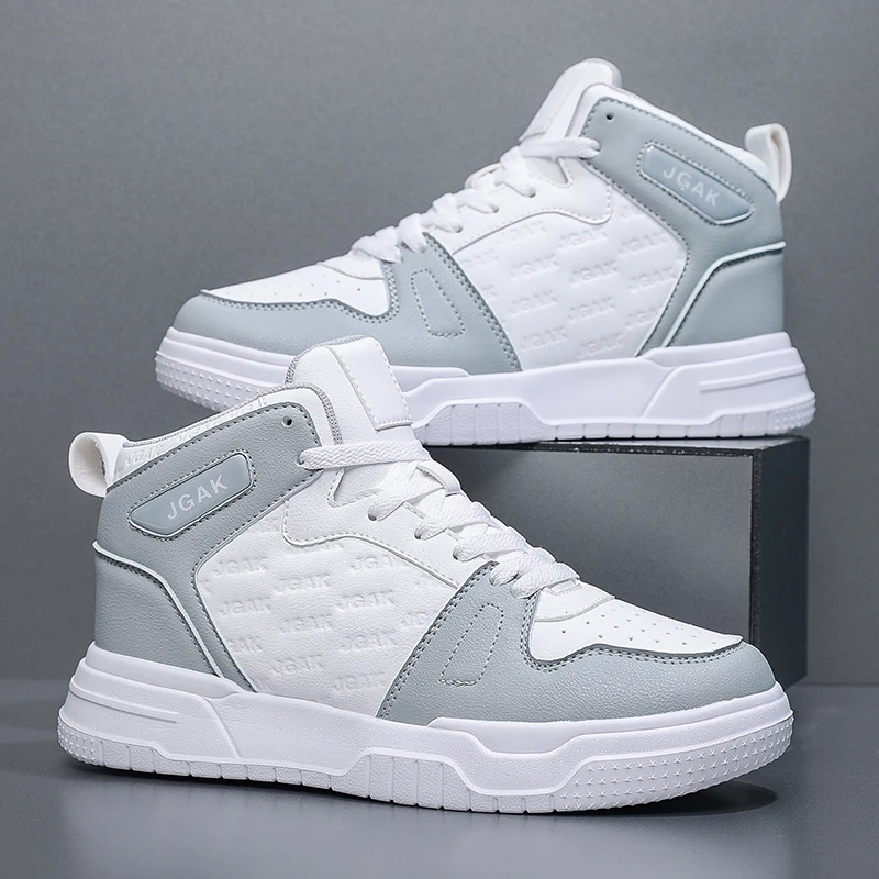 

Plus Big Size 50 51 52 Mens Leather Sneakers High Top Ankle Casual Shoes Sports Flat Skateboard Shoes Hot Sale For Dropshipping