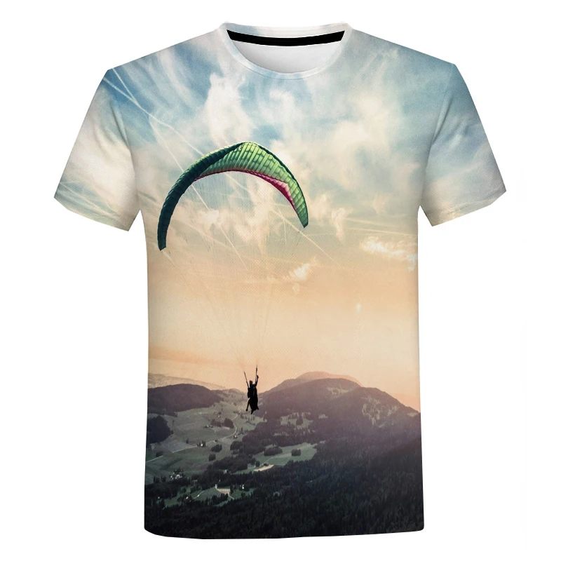 Men's and Women's 3D Printed T Shirts New Fashion Summer Cool Extreme Sports Paragliding Streetwear T Shirt Oversized Top