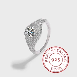 Creative and Authentic S925 Silver Niche Design Full Diamond Large Round Diamond Ring for Men and Women, Same Style, High-end
