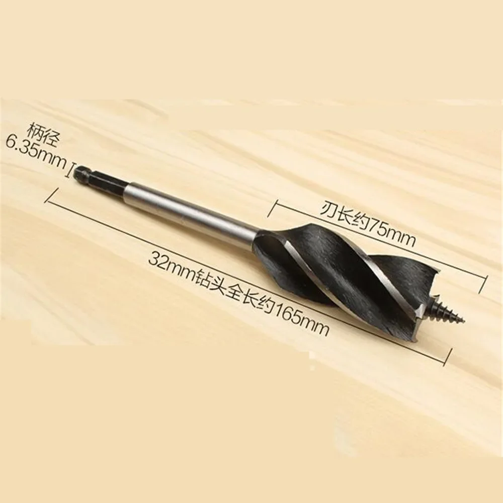 Hole Opener Hexagonal Handle Woodworking Drill Bit Four-slot Twist Drill Wood Board Hole Reaming Drill Woodworking Tool