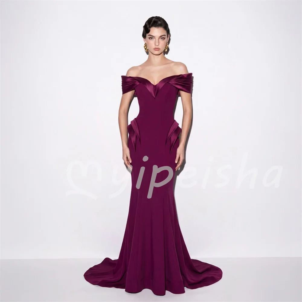 Sizes Available Fashion Jersey Pleat Ruched Off-the-shoulder Mermaid Evening Dresses Floor-Length Party Gowns Customized