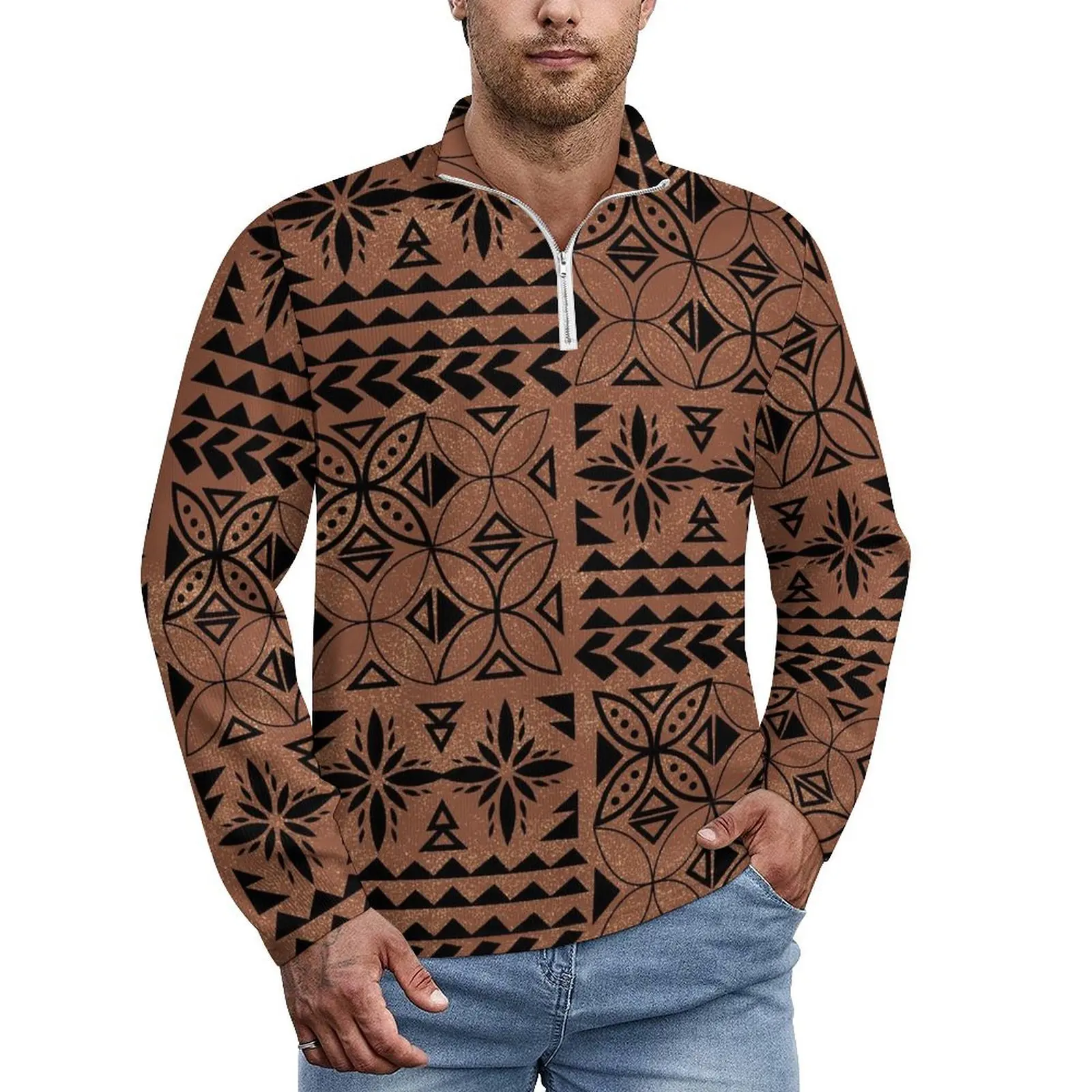 Men'S Sweater Sports Polo Shirt Custom Traditional Polynesian Art Print Warm Comfortable Autumn And Winter Daily Casual Sweater