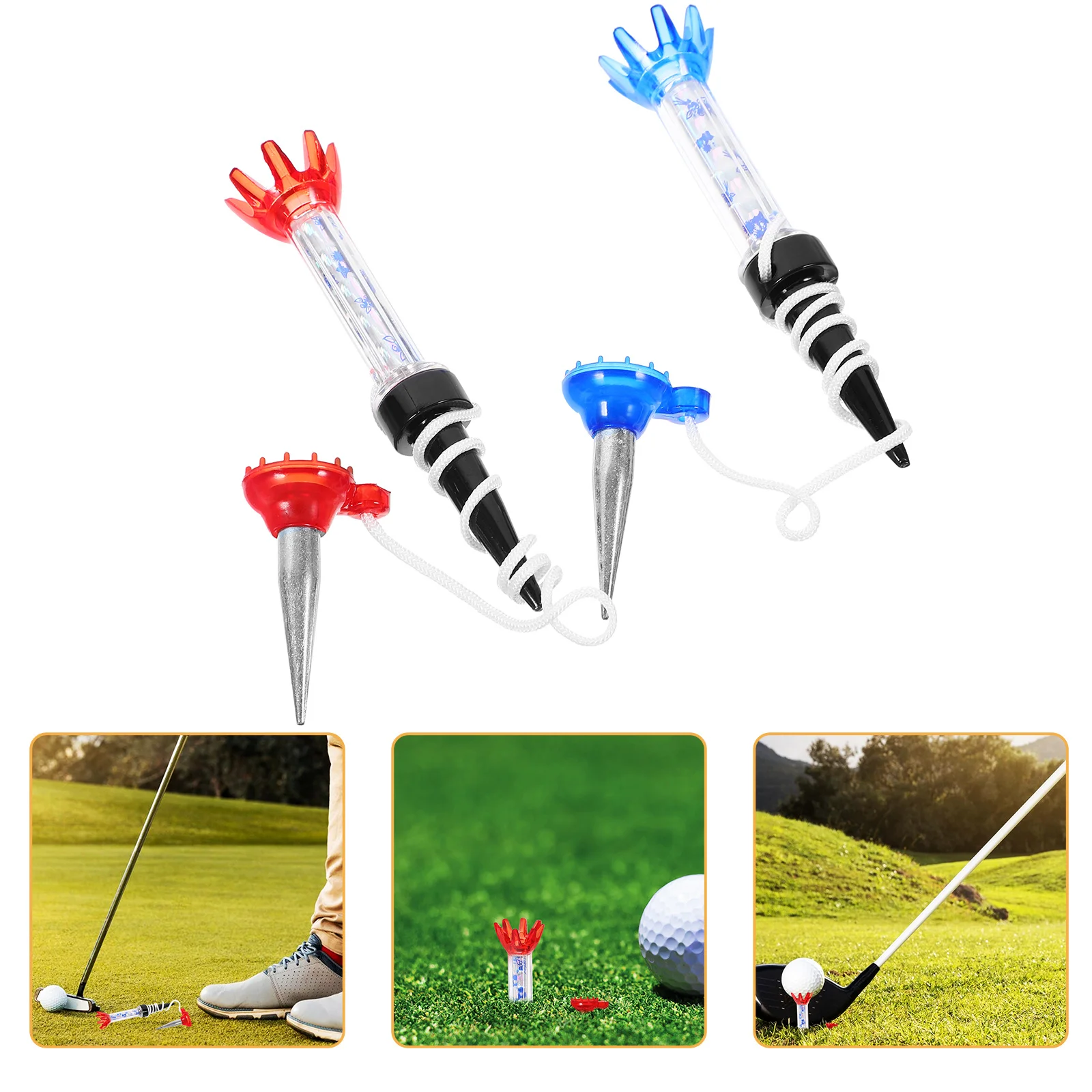 

2pcs Golf Tees Short Practical Lightweight Durable Reusable Golfing Practice Tees For Training Beginner Support