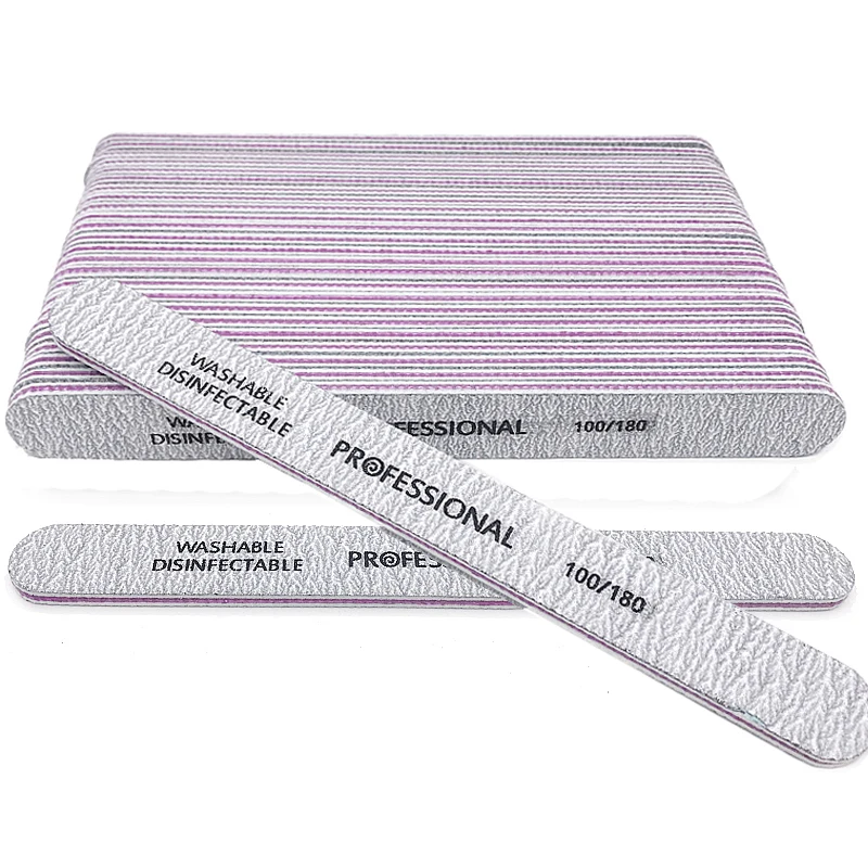 

50 Pcs/lot Nail File 100/180 Professional Manicure Buffer Pedicure Files Straight Double-sided set de limas Nail Tools Wholesale