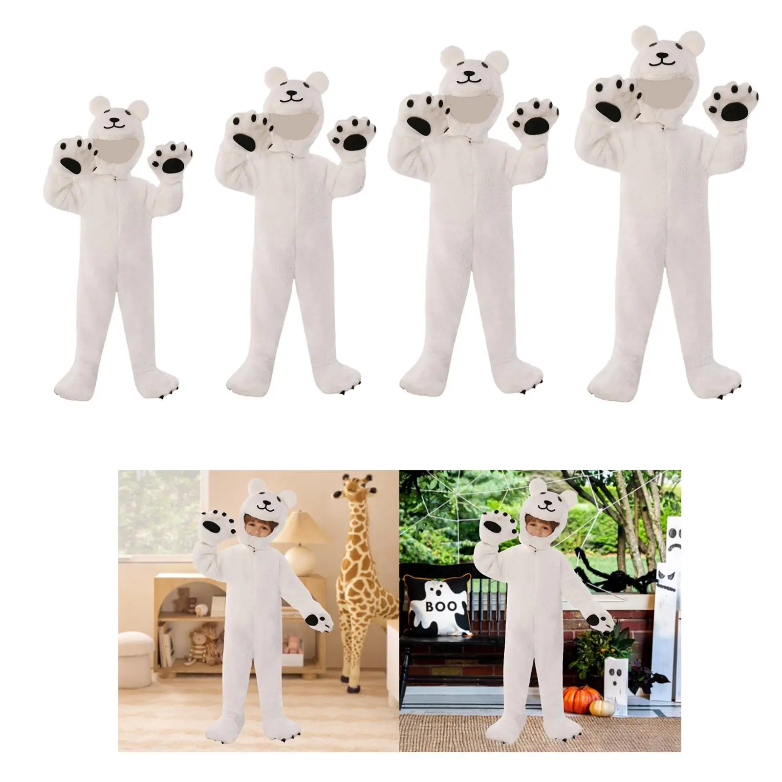 Kids Bear Costume Novelty Jumpsuit for Role Play Party Christmas Halloween