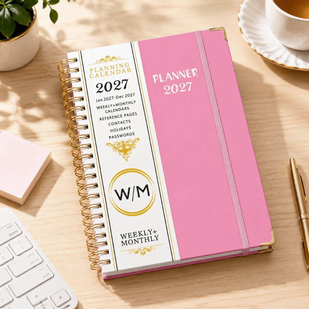2027 Yearly Planner Notebook Spiral Binding A5 Size Spiral Schedule Notebook 365 Days Diary 71 Sheet/142 Pages