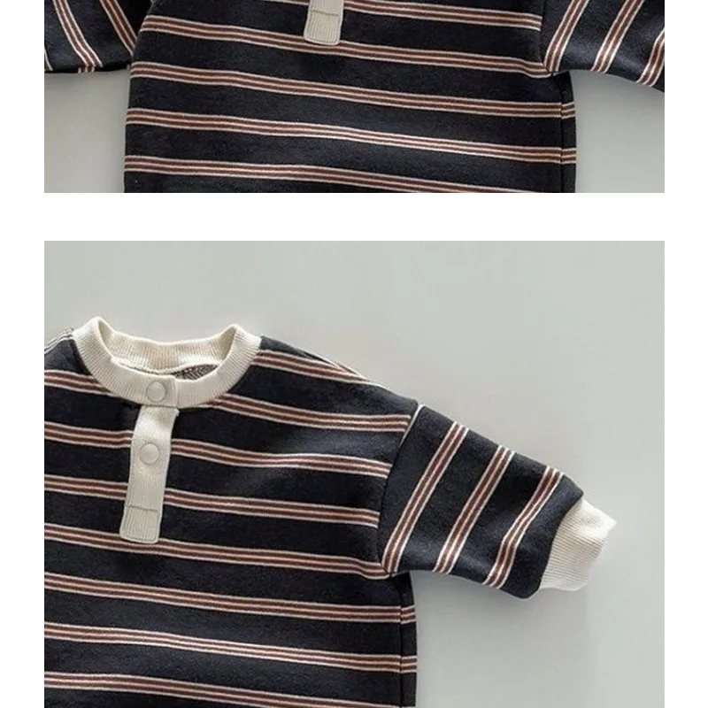 INS Baby Jungen Strampler RAISE Herbst 6-24M Kinder Jungen Gestreifter Overall Locker Lässiger Kleinkind Neugeborenen Jungen Einteiler Bodysuit – Detail 17