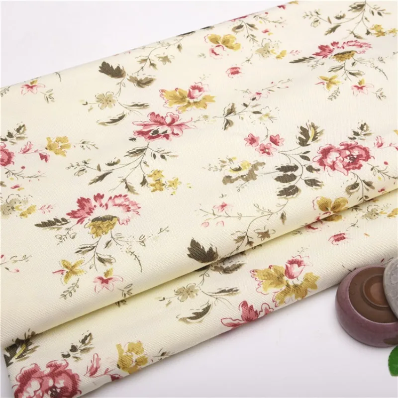 Printed Canvas Fabric Textile By Meters for Upholstery Pillowcase Tablecloth Diy Sewing Thick Flower Pastoral Style Sofa Cloth