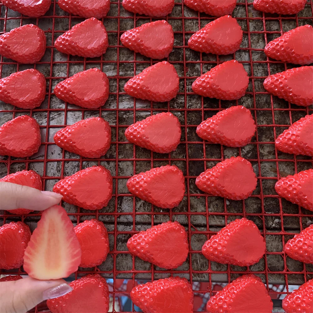 

PVC Food Realistic Strawberry Props Display Faux Flesh Slices Decor Artificial Wholesale Fruits Fake Model Red Sweet DIY