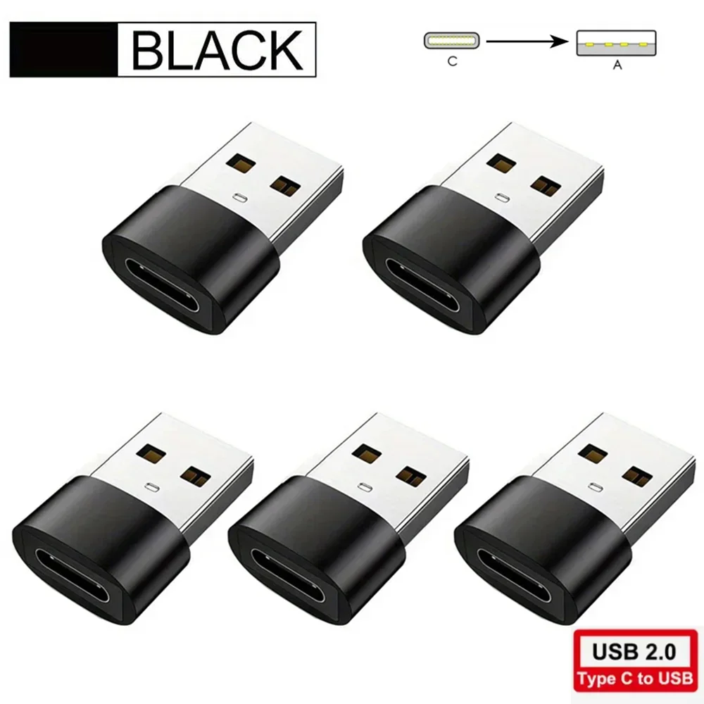 1/3/5 pcs USB C Adapters, Type C to USB Adapter, Super Fast Charging and OTG Converter for Smartphones and Laptops