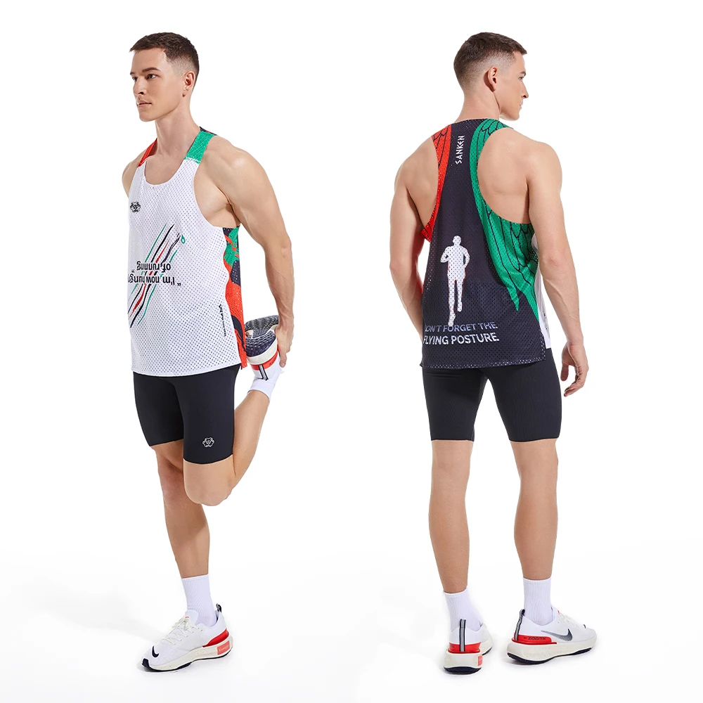 Regata de maratona leve sem costura para corrida, ajuste seco, treino, camiseta sem mangas, camisa singlet para fitness