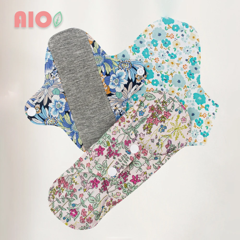 AIO 1Pcs 18x18cm Cotton Reusable Menstrual Pads Colored Cotton Washable Sanitary Napkin Menstrual Ecological Cloth Nursing Pads