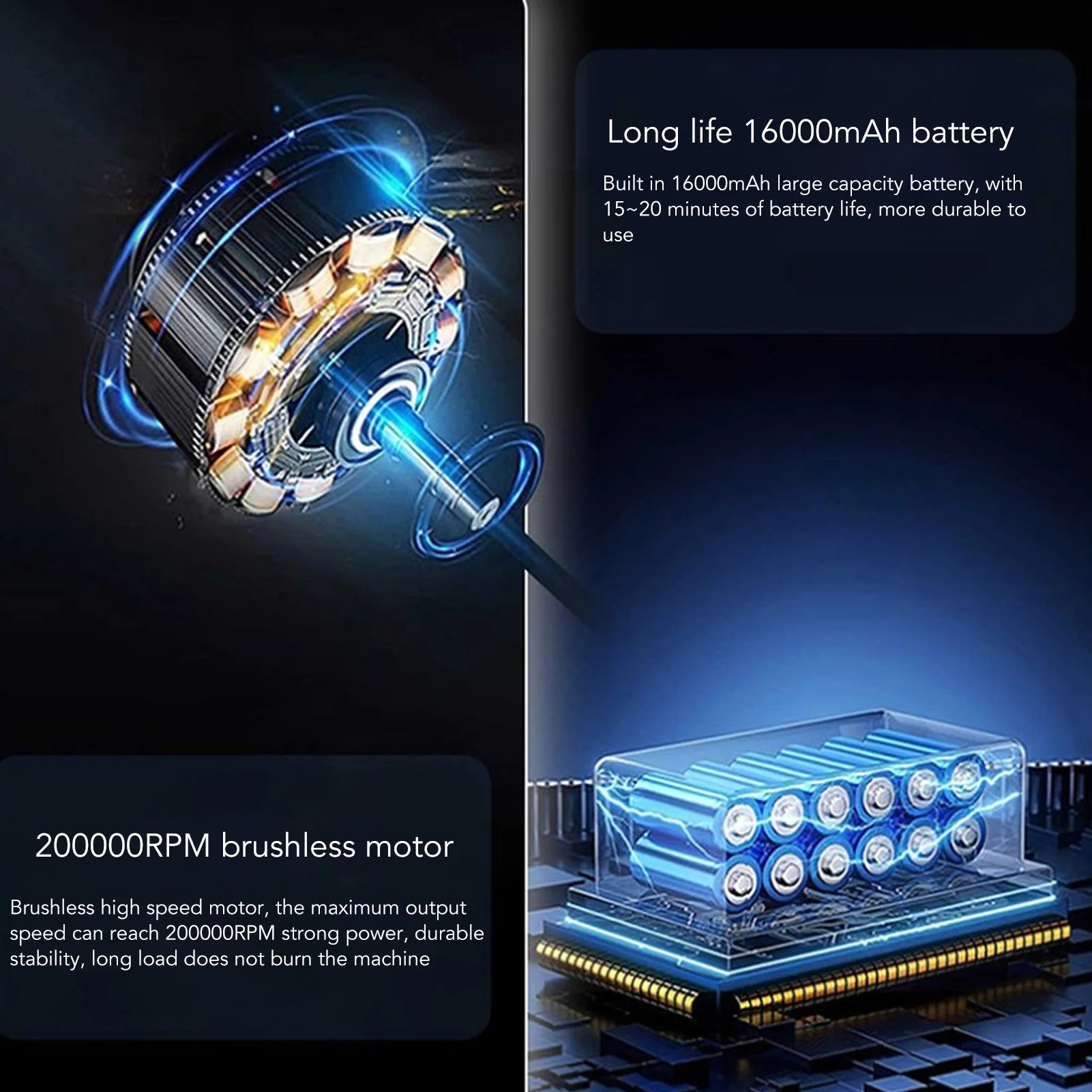 Spolverino elettrico Ventilatore d'aria elettrico Velocità continua efficiente 200000 giri/min Lunga resistenza per esterni per tastiera per auto