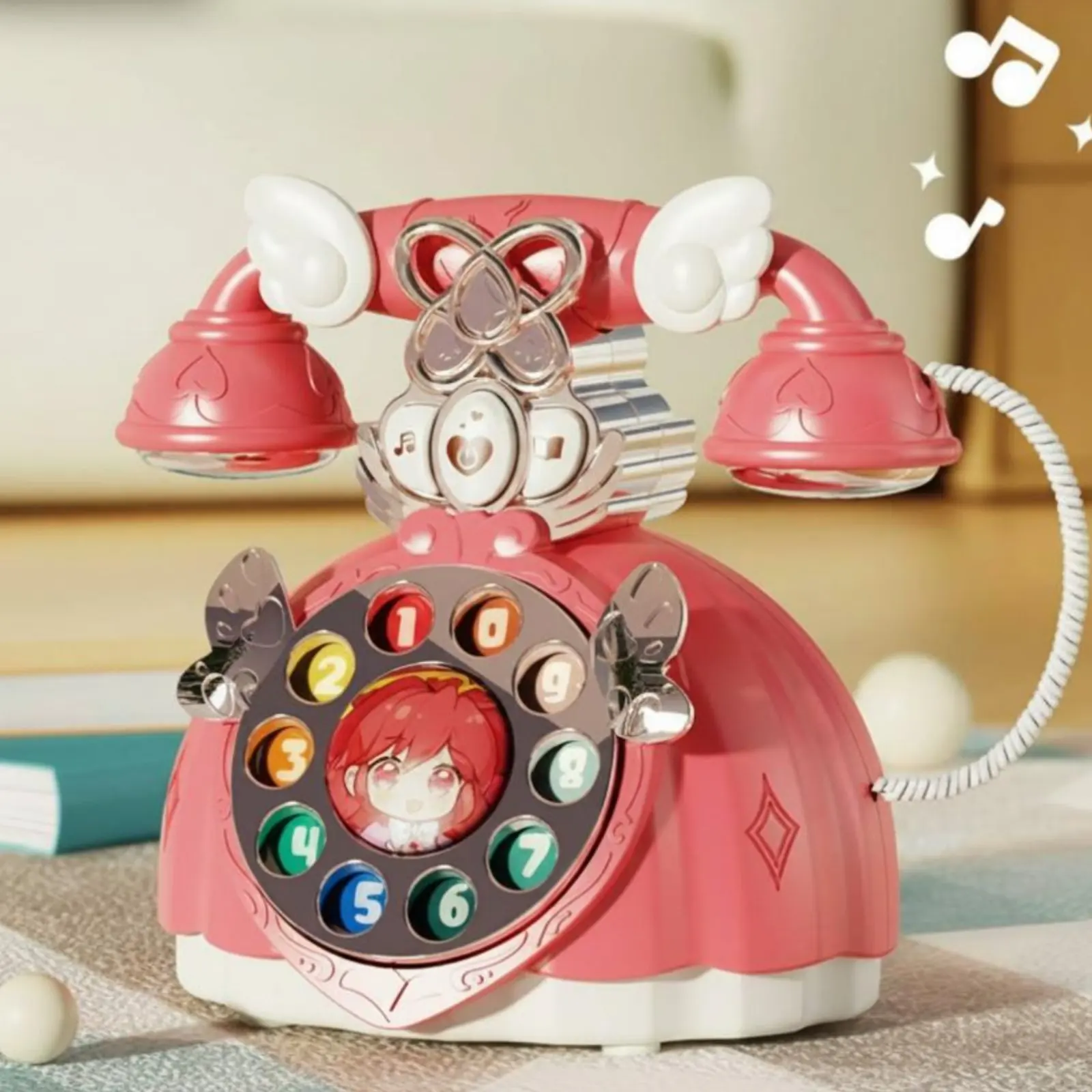 Princess Toy Phone Music Musical Toy Telephone Play Phone Educational Children's Product Retro Design for Girls