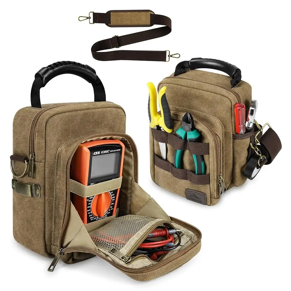 

E Pocket Organizer With Shoulder Strap, Utility Edc, Electrician Tool Pouch For 117/116/115/114 Digital Multimeter, Molle Pouch