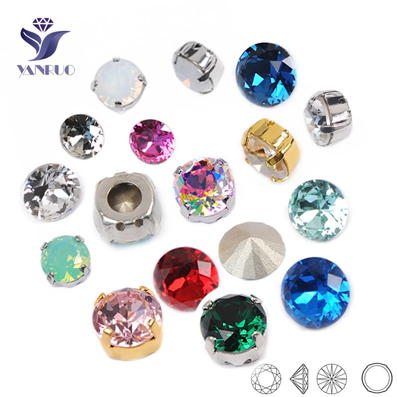 YANRUO 1357 piedras puntiagudas de cristal K9 de corte brillante sin garra, gemas de diamantes de imitación para coser, estilo redondo para joyería DIY