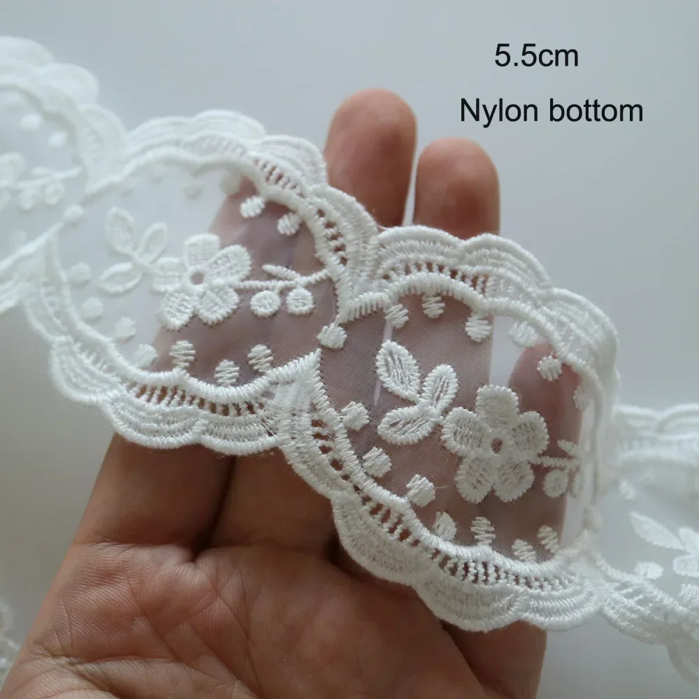 Clearance 5yards White embroidery Cotton lace trims for Clothes flower lace trimmings and ribbons DIY craft sewing accessories