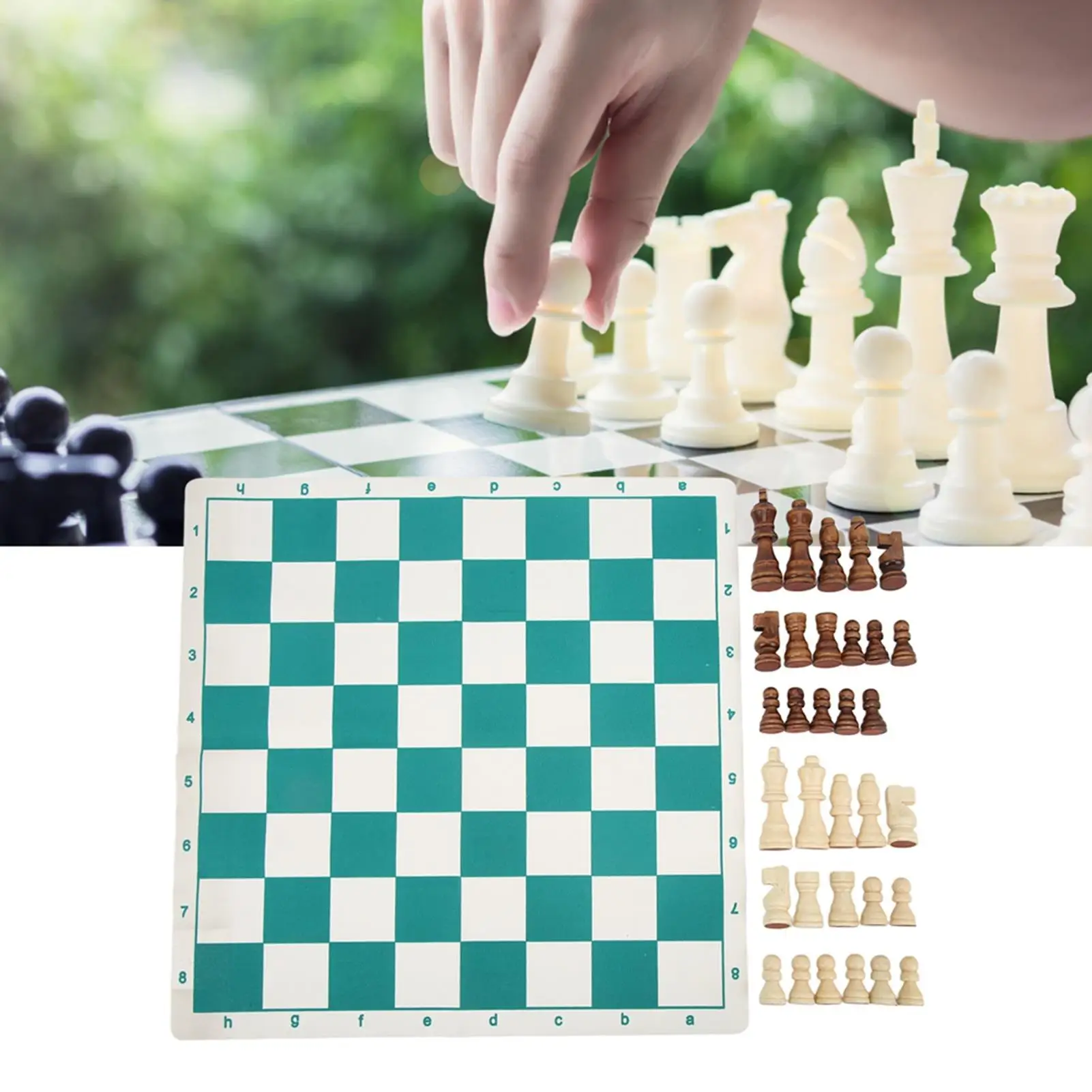 Gramineae PU Chess Set with Slippy Surface - Complete Checkmate Board Game Kit for home