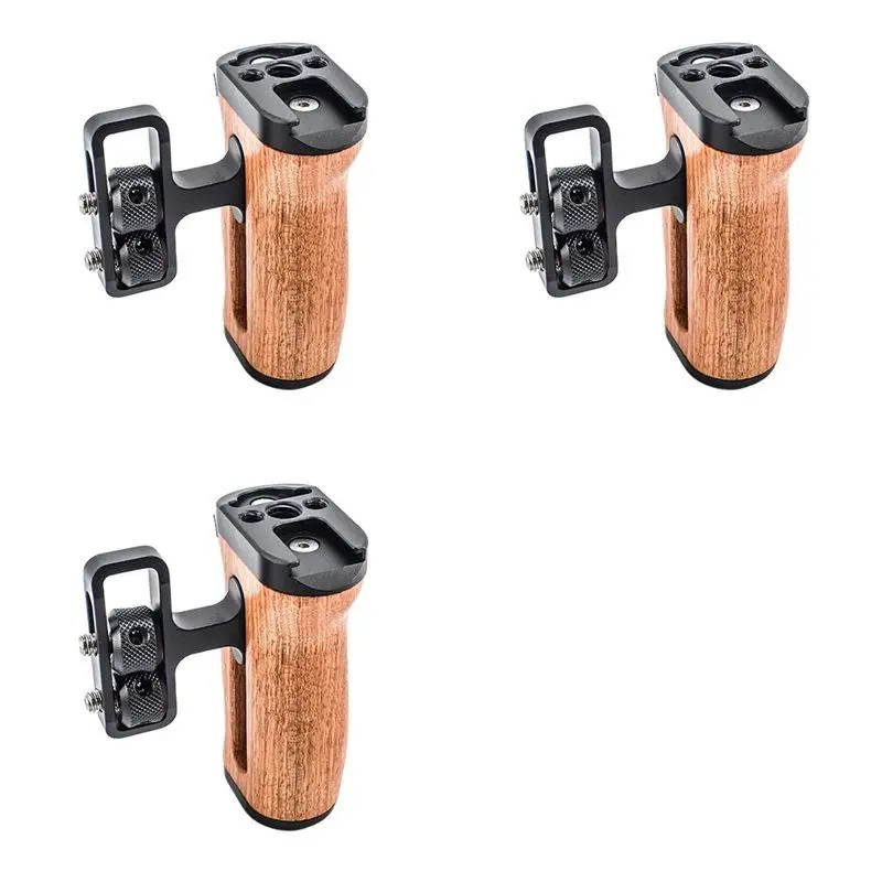 

ELECT-3X боковая ручка для камеры Sony/Canon/Nikon, клетка для камеры DSLR, левая и правая деревянная рукоятка с холодным башмаком