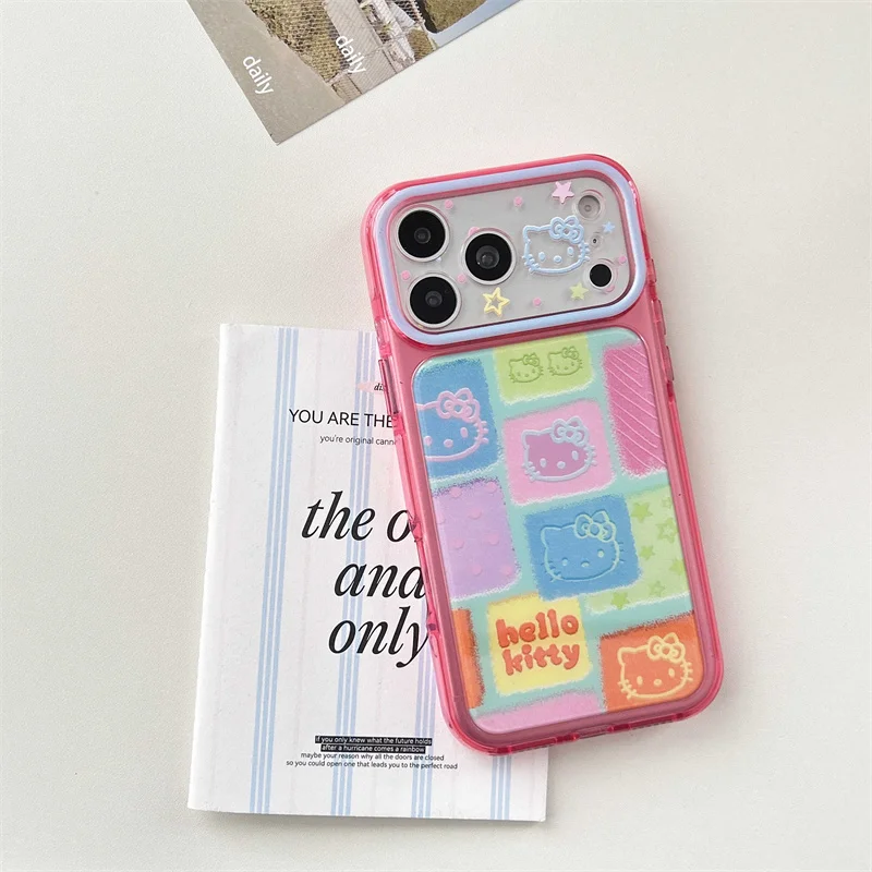 

New Fashion Cute Cartoon Cat Phone Cases For iPhone 17 16 15 Pro Max 17pro Pink HelloKitty jigge Shockproof Cover Gift Girls