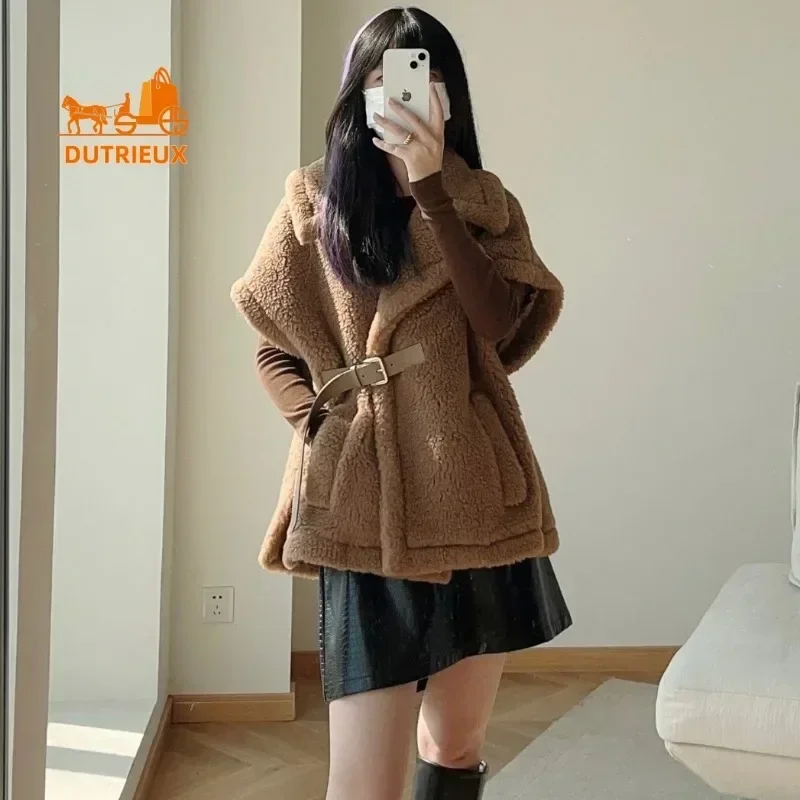 Top Quality Teddy Jacket Women, 62%Alpaca 26%Wool 12%Silk,New Winter Warm Sleeveless Wool Short Jacket for Women, Fur Coat Women