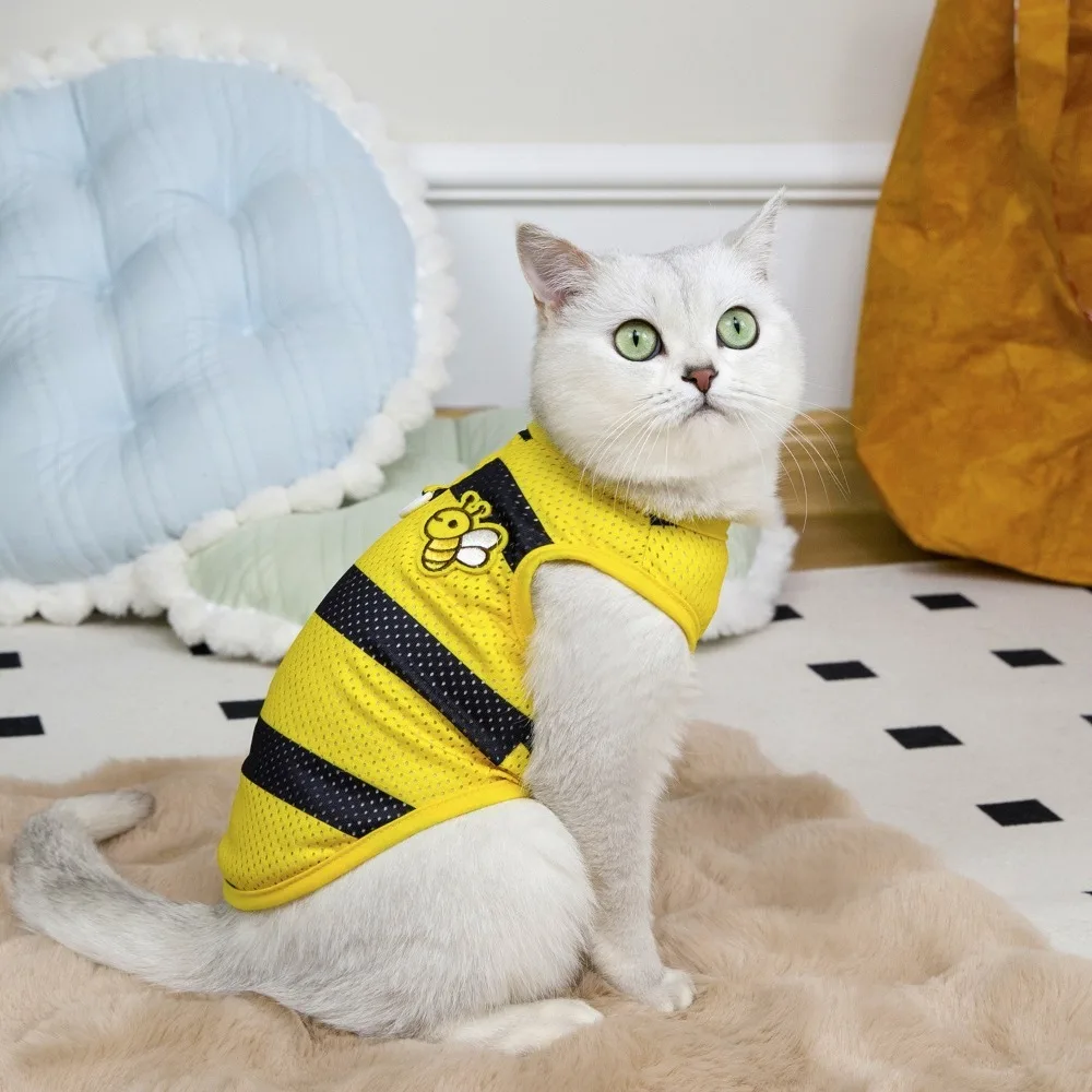 

Lovely Bee Pattern Dog Vest Breathable Comfortable Pet Apparel Cute Mesh Dog T-Shirt for Dogs Cats