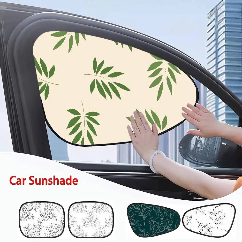 

Plant Leaf (Green) Cartoon Car Side Window Sunshade - Sun Block Film, UV Protection, Curtain, Sun Visor