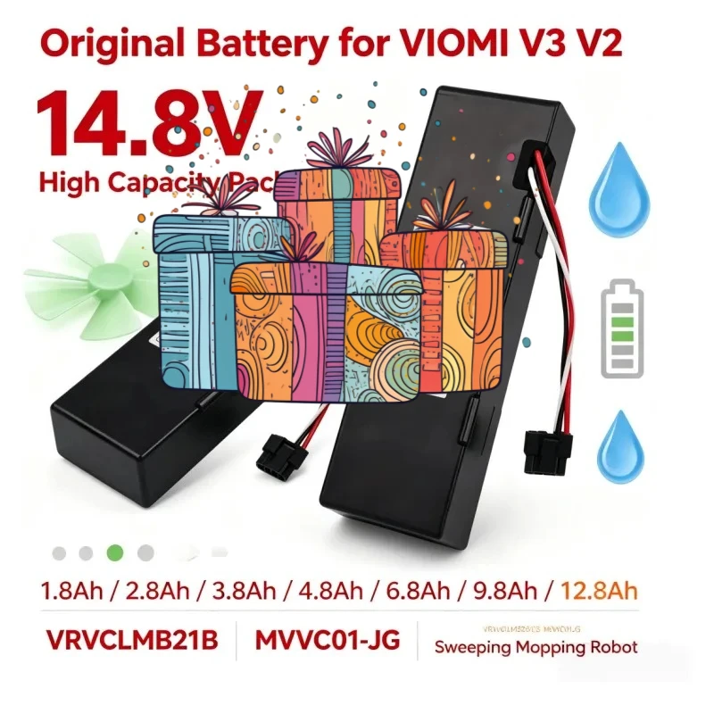 Para VIOMI V3 V2 Pr Robot Aspirador Batería 14.8V VRVCLMB21B MVVC01‑JG 1.8‑12.8Ah Reemplazo