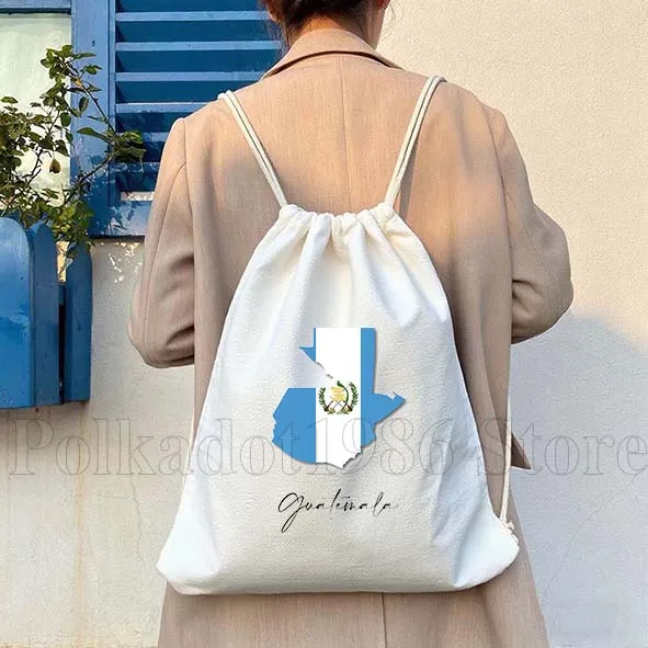 Antigua Guatemala Country Map Flag Guatemalan Gifts Drawstring Bag Soccer Backpack Gym Sackpack Gifts String Bag for Sports Yoga