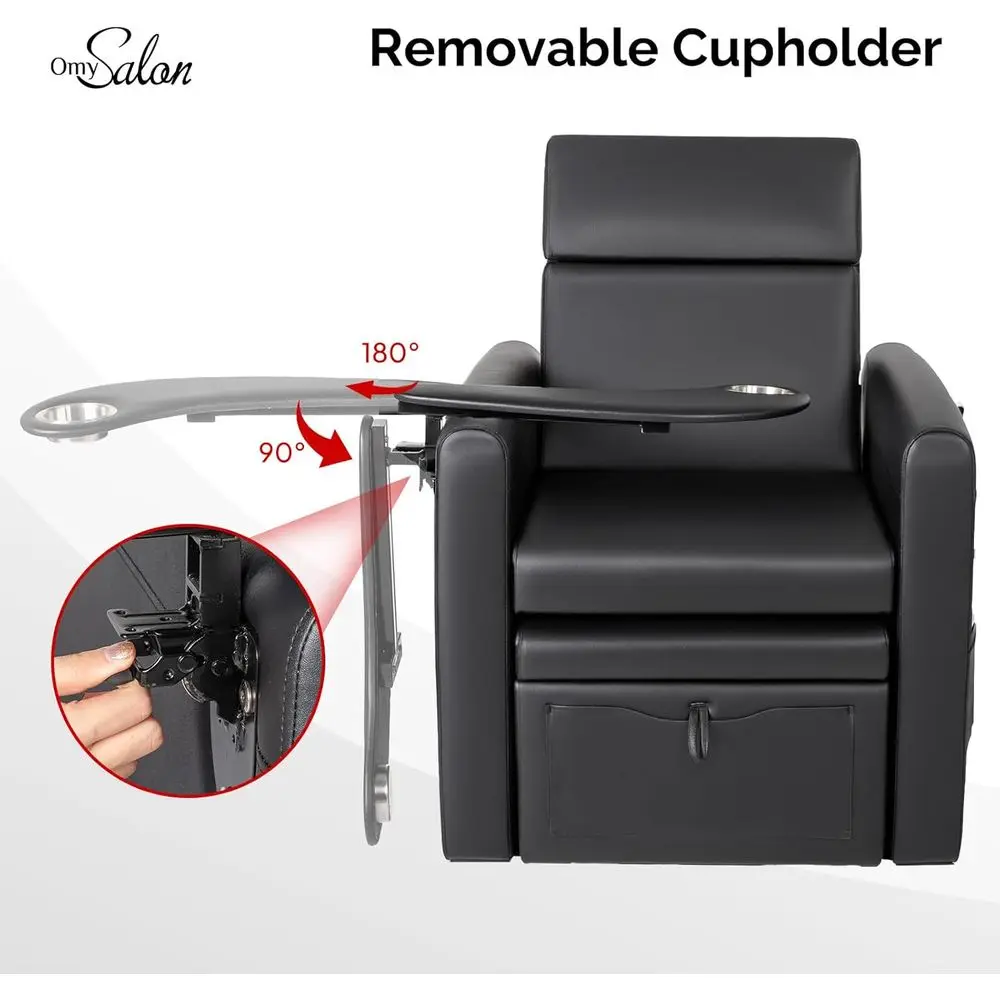 เก้าอี้นวดเท้าไฟฟ้าปรับเอนได้ พร้อมที่วางแก้วและที่เก็บของแบบซ่อน สถานีทำเล็บมืออาชีพแบบเต็มพื้นสำหรับร้านทำเล็บ