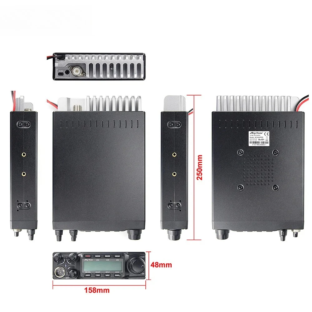 2024 AnyTone AT-6666PRO 80Watt 워키토키 SSB 차량 탑재 트랜시버 고출력 라디오 25.615-30.105MHz