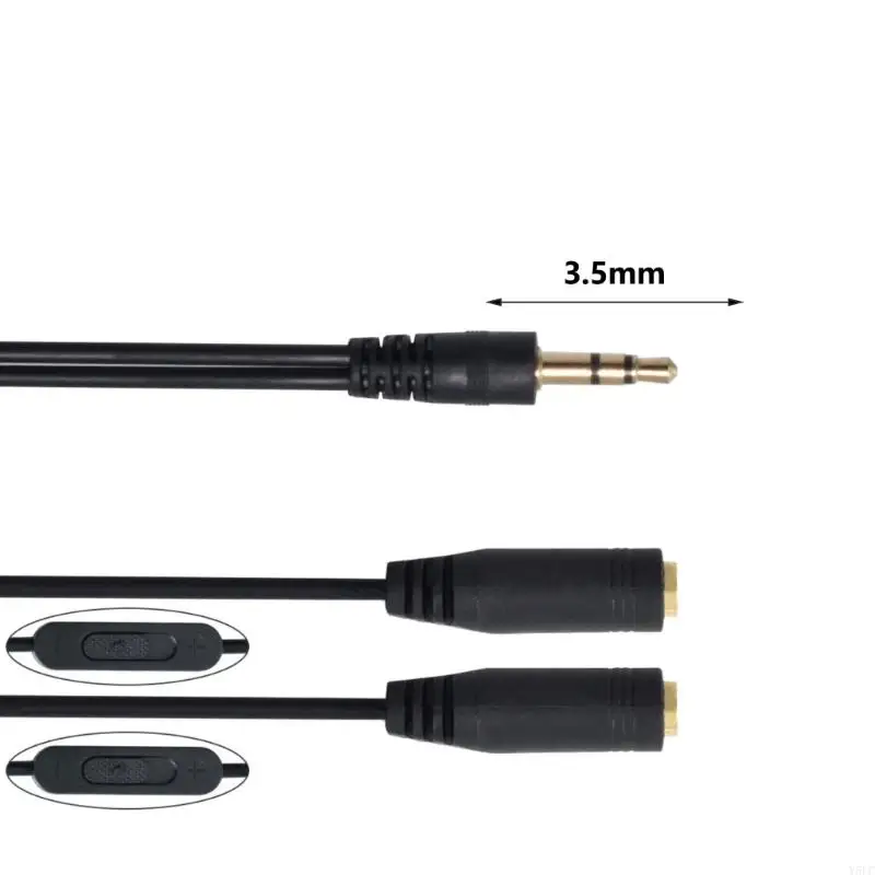 3.5mm Male to Double Female Auditory Cord Y Splitter Cable Line for Media Player