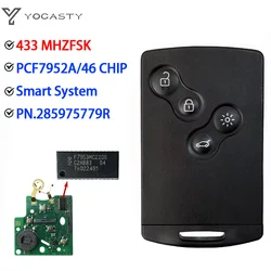 YOCASTY-llave de coche con tarjeta inteligente, manos libres, sin llave, 433MHz, PCF7952A, para Renault Megane III Fluence Laguna III Scenic 2009, 2015-2010