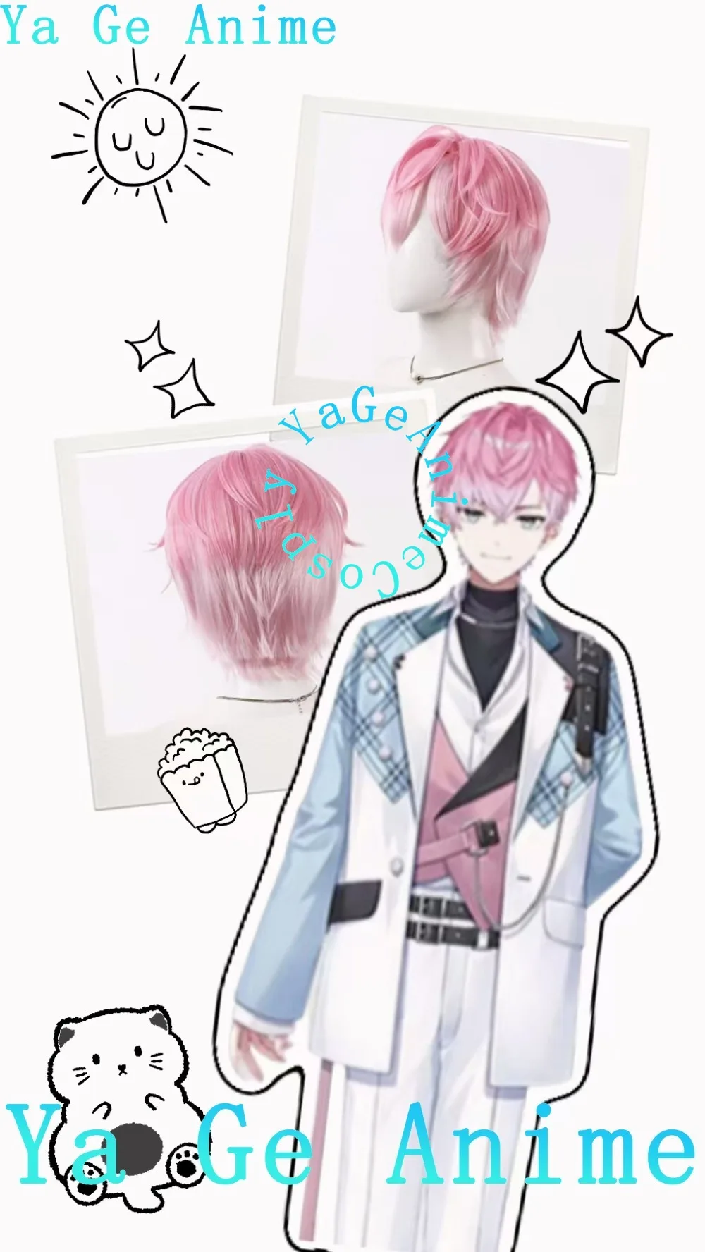 

Парик для косплея Канадэ Изуру: короткие волосы с градиентом и имитацией кожи головы для стримов, фан-встреч и ролевых игр