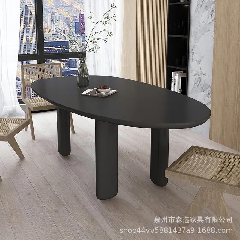 Nordic solid wood dining table, special-shaped designer home dining table