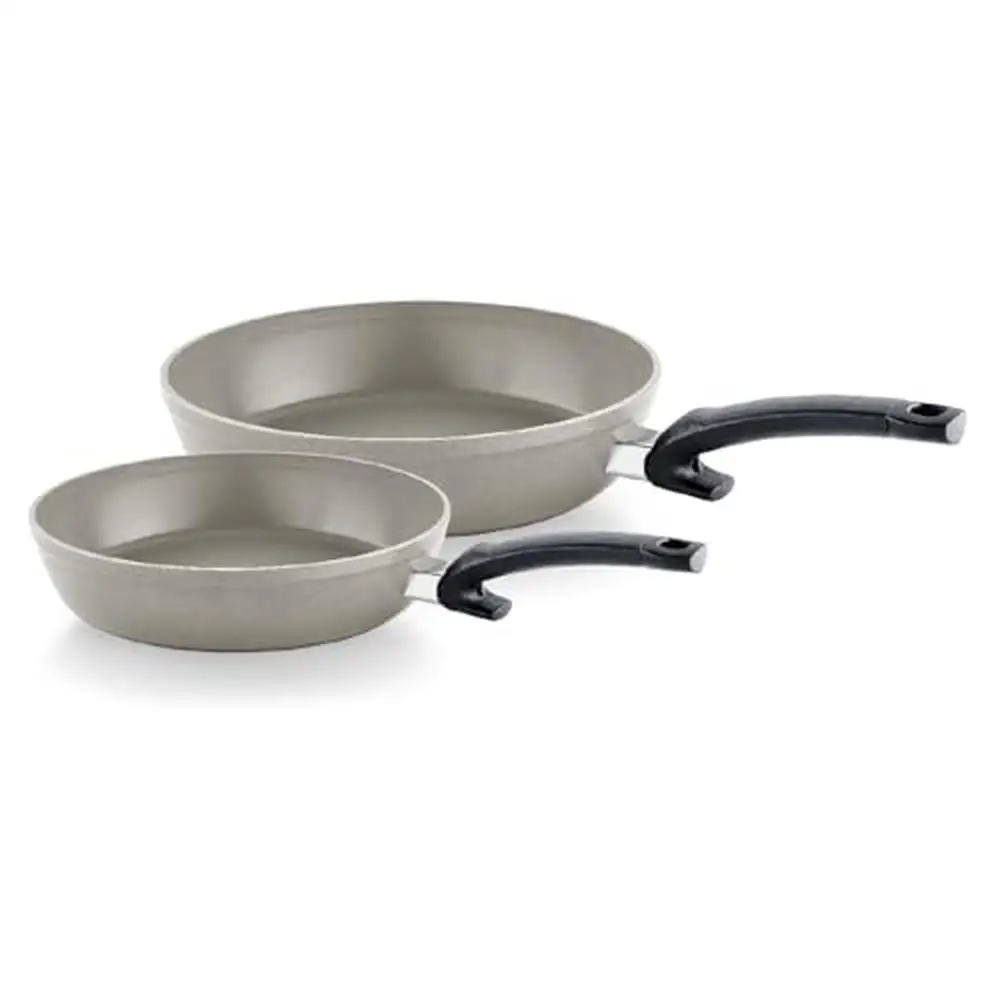

Comfort Ceramic Non-Stick Frying Pan Set 9.5" and 11" Warm Grey PFAS-Free Eco-Friendly Handle Safe Energy-Efficient Induction