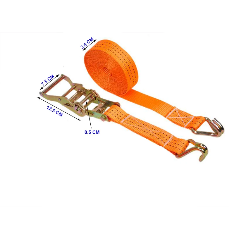 1 Set 1.5 Inch 3.8 cm x 2 - 12 Meters Cargo Lashing Straps Ratchet Tie Down with Hook for Moving Appliances, Lawn, Motorcycle