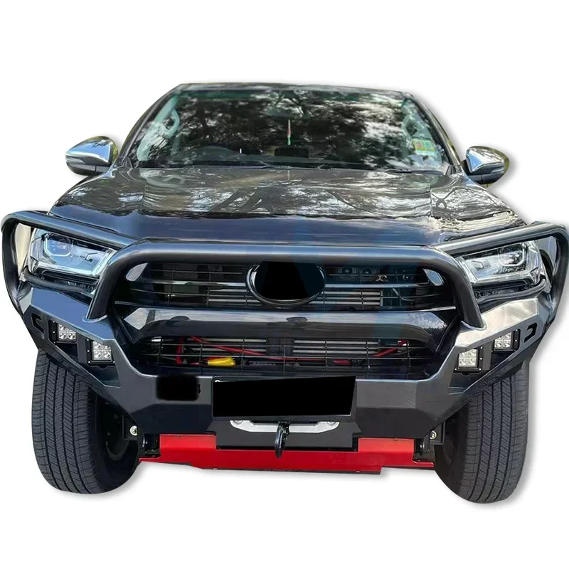 Custom Stainless Steel Front Bumpers Bull Bar Front Nudge Bar For Nissan Navara Np300 2015 Frontier Isuzu 2022 D-Max With Lamp