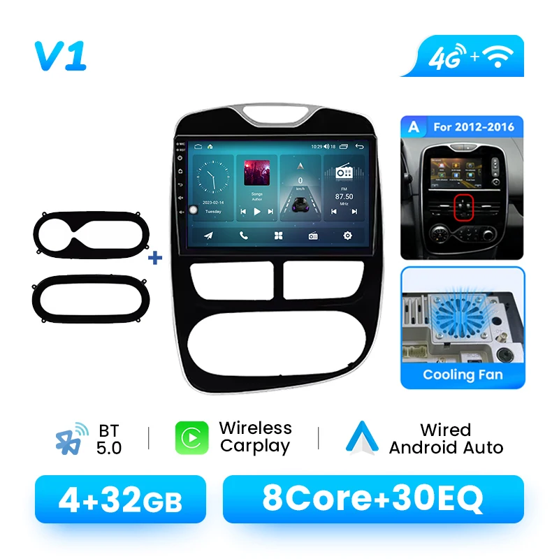 10,1-inch Android 14-autoradio voor Renault Clio 4 2012-2019 | Draadloze CarPlay GPS DSP AI Voice RDS Plug en Play Multimedia