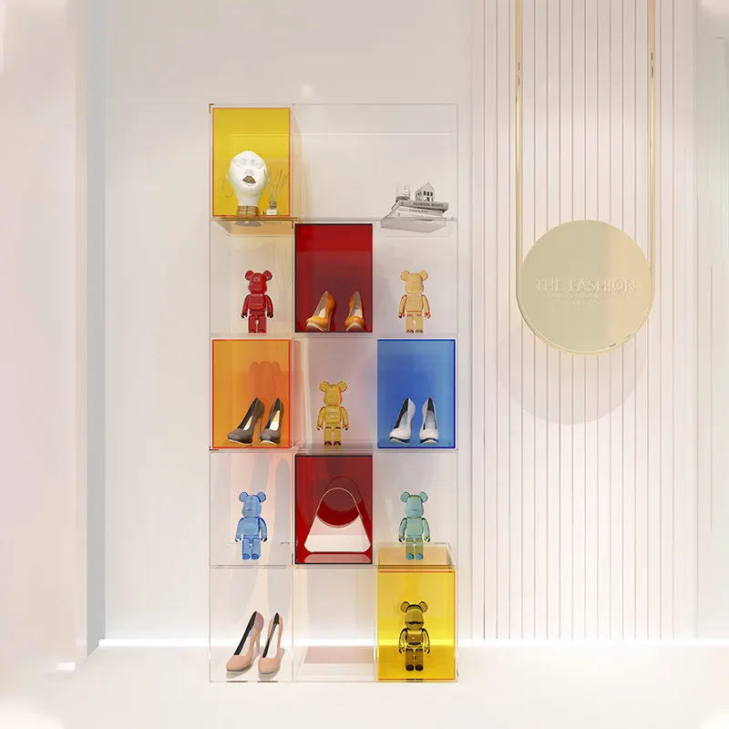 Acrylic display counter transparent clothing store luggage jewelry rack shoe ornament color multi-layer model display rack