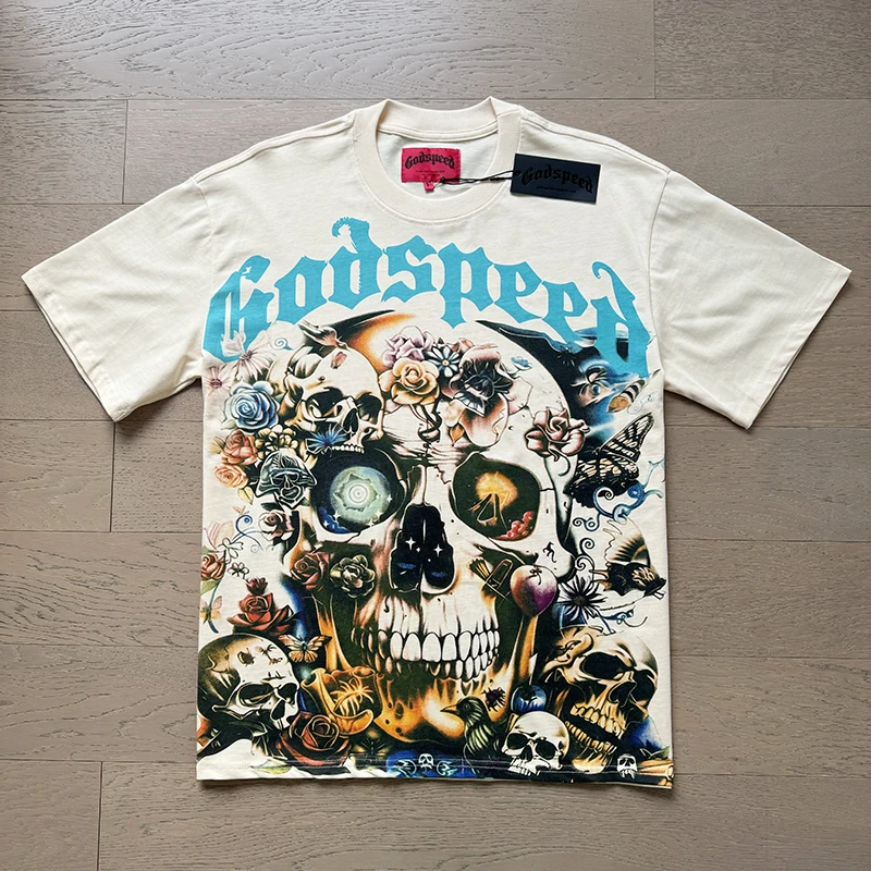 Fashion Design Godspeed T-shirts American High Street Fashion Print Short Sleeve GOD SPEED Top Tee